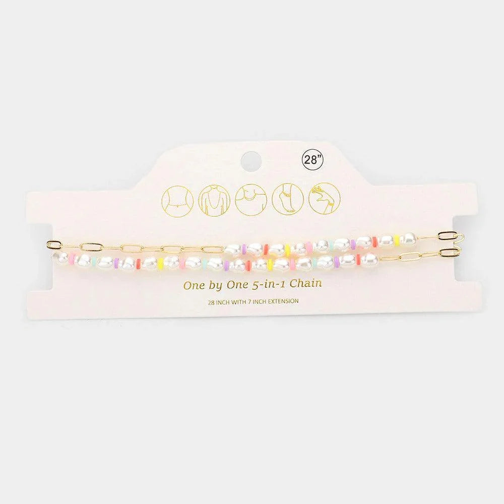 Cream Heishi Bead Pearl Long Necklace - Jewelry Store by Erik Rayo