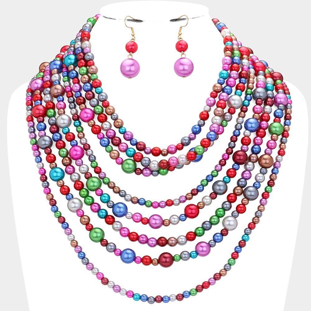 Pearl Multi Strand Bib Necklace - Jewelry Store by Erik Rayo