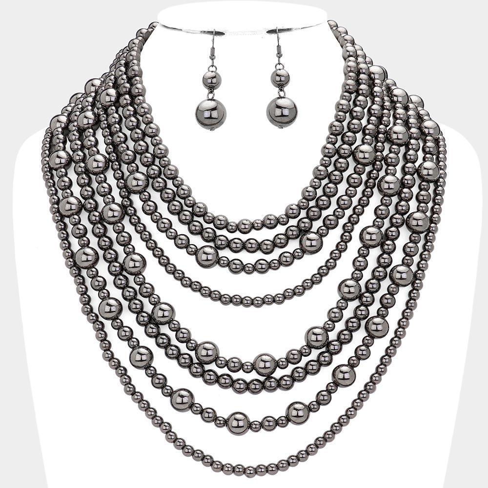 Pearl Multi Strand Bib Necklace - Jewelry Store by Erik Rayo