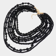 Load image into Gallery viewer, Black Pearl Multi Strand Bib Necklace
