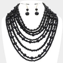 Load image into Gallery viewer, Black Pearl Multi Strand Bib Necklace
