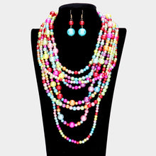 Load image into Gallery viewer, Pearl Multi Strand Bib Necklace
