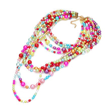 Load image into Gallery viewer, Pearl Multi Strand Bib Necklace
