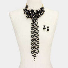 Load image into Gallery viewer, Gold Pearl Cluster Vine Fringe Bib Necklace
