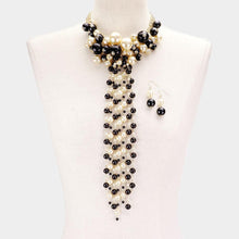 Load image into Gallery viewer, Cream Pearl Cluster Vine Fringe Bib Necklace
