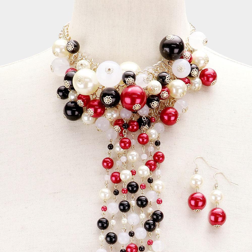Pearl Cluster Vine Fringe Bib Necklace - Jewelry Store by Erik Rayo