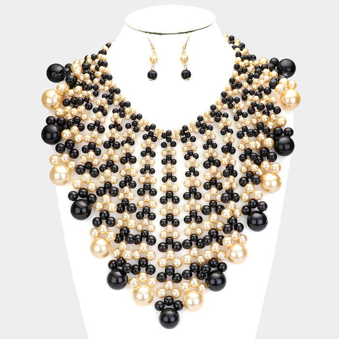 Cream Pearl Bubble Collar Statement Necklace