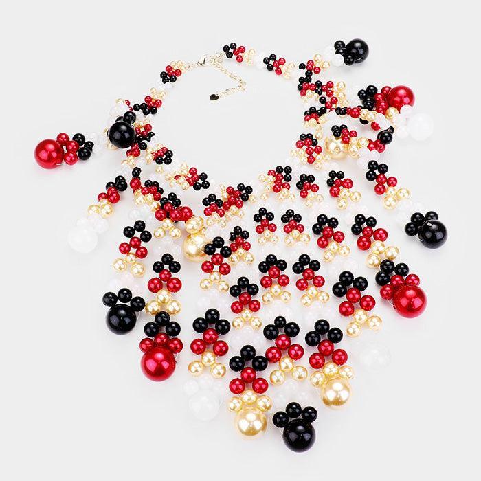 White Pearl Bubble Collar Statement Necklace