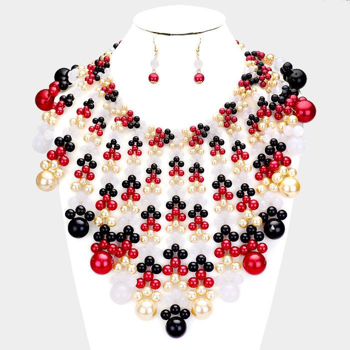 White Pearl Bubble Collar Statement Necklace