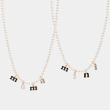 Load image into Gallery viewer, Black 2PCS -mini mama Pendant Moms and Kids Set Pearl Necklaces

