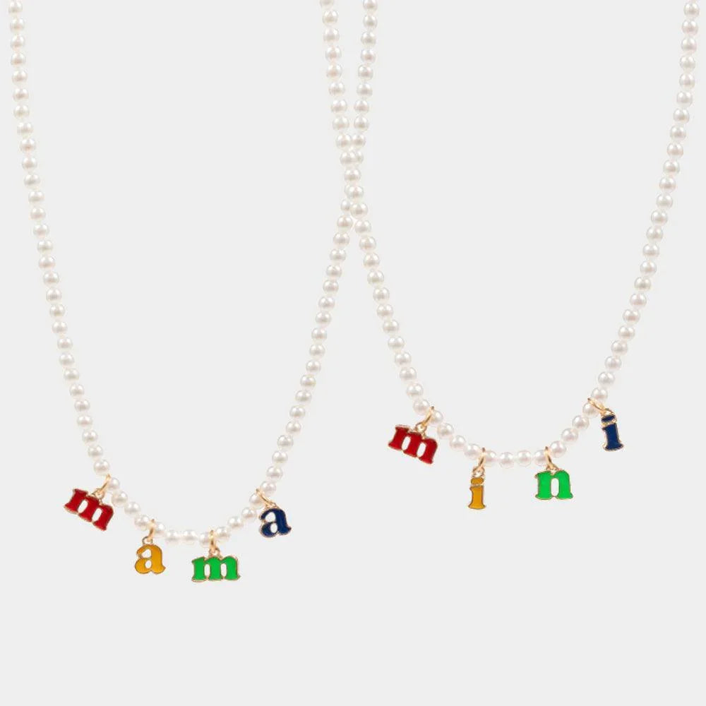 2PCS -mini mama Pendant Moms and Kids Set Pearl Necklaces - Jewelry Store by Erik Rayo