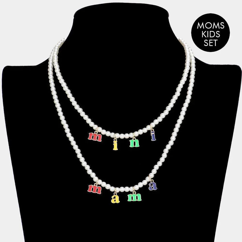 2PCS -mini mama Pendant Moms and Kids Set Pearl Necklaces - Jewelry Store by Erik Rayo