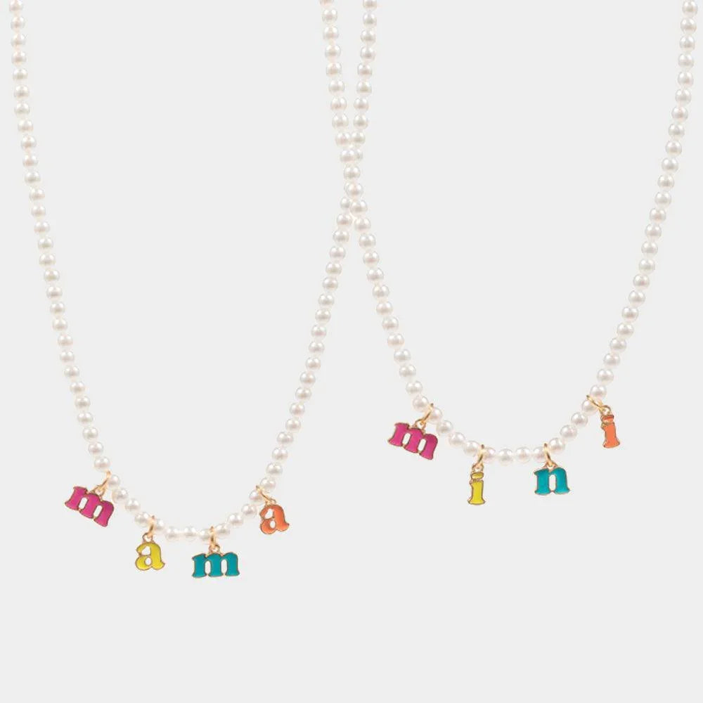 2PCS -mini mama Pendant Moms and Kids Set Pearl Necklaces - Jewelry Store by Erik Rayo