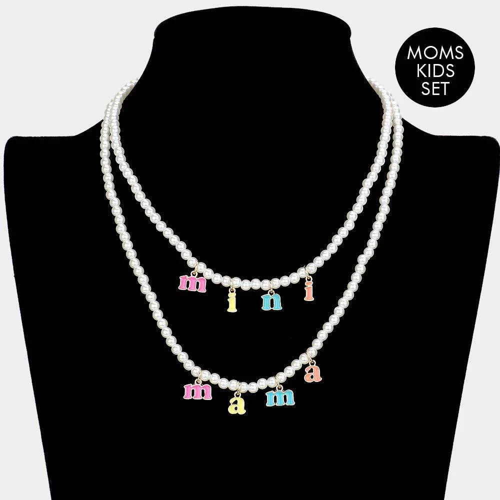 2PCS -mini mama Pendant Moms and Kids Set Pearl Necklaces - Jewelry Store by Erik Rayo