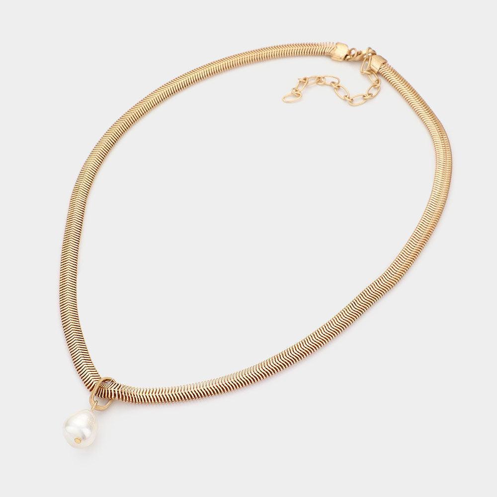 Gold Freshwater Pearl Pendant Necklace - Jewelry Store by Erik Rayo