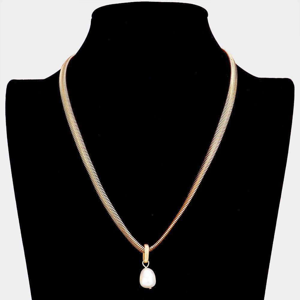 Gold Freshwater Pearl Pendant Necklace - Jewelry Store by Erik Rayo