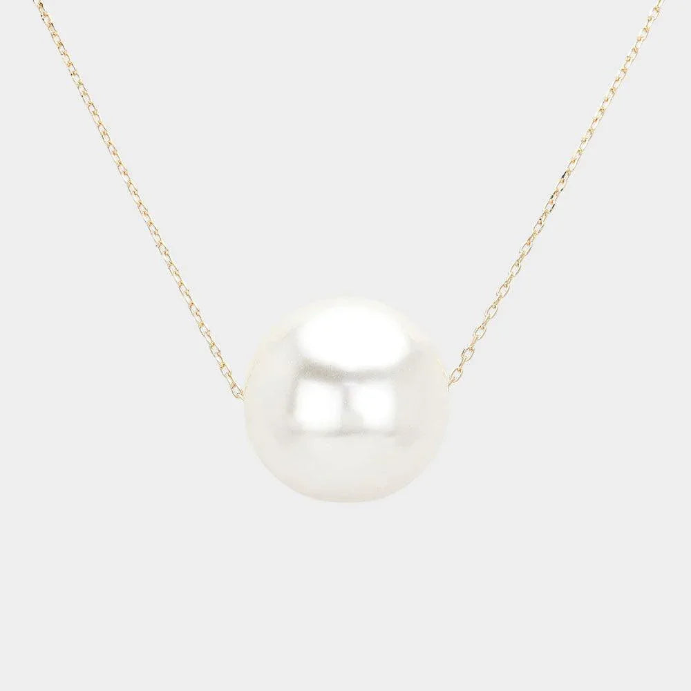 Cream Oversized Pearl Ball Pendant Necklace - Jewelry Store by Erik Rayo