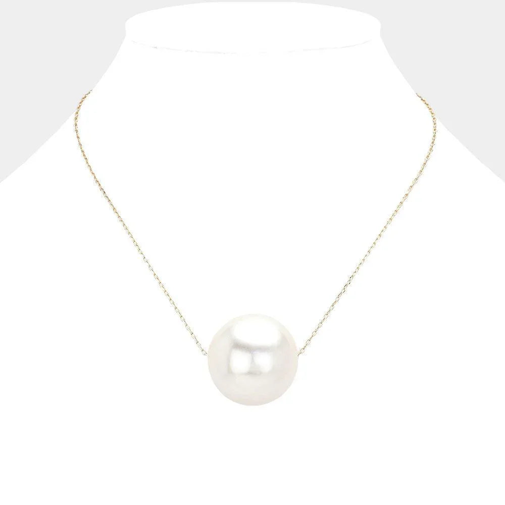 Cream Oversized Pearl Ball Pendant Necklace - Jewelry Store by Erik Rayo