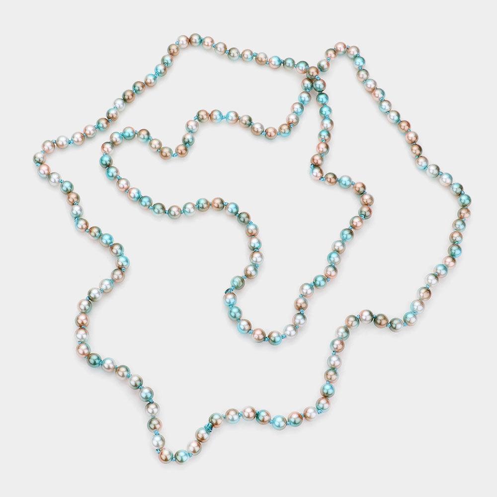 Blue Multi Colored Pearl Long Necklace - Jewelry Store by Erik Rayo