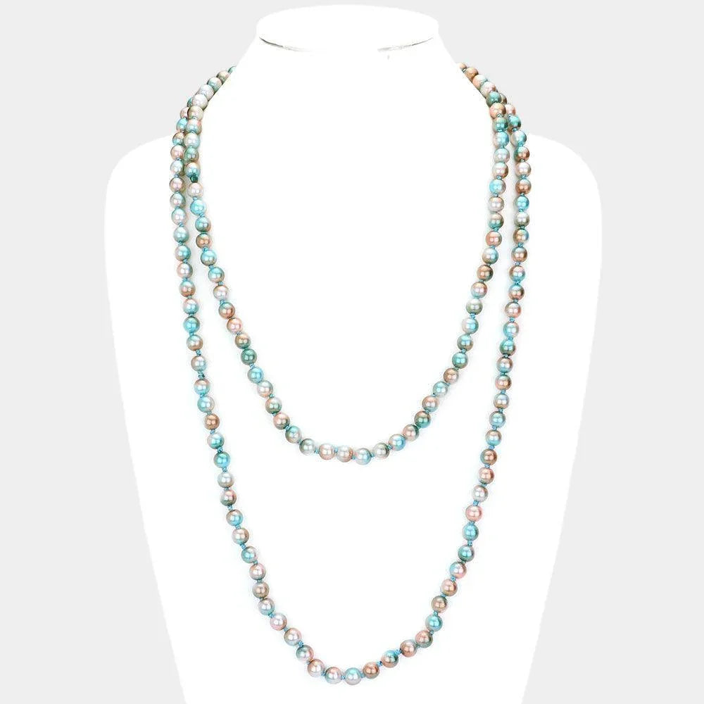 Blue Multi Colored Pearl Long Necklace - Jewelry Store by Erik Rayo
