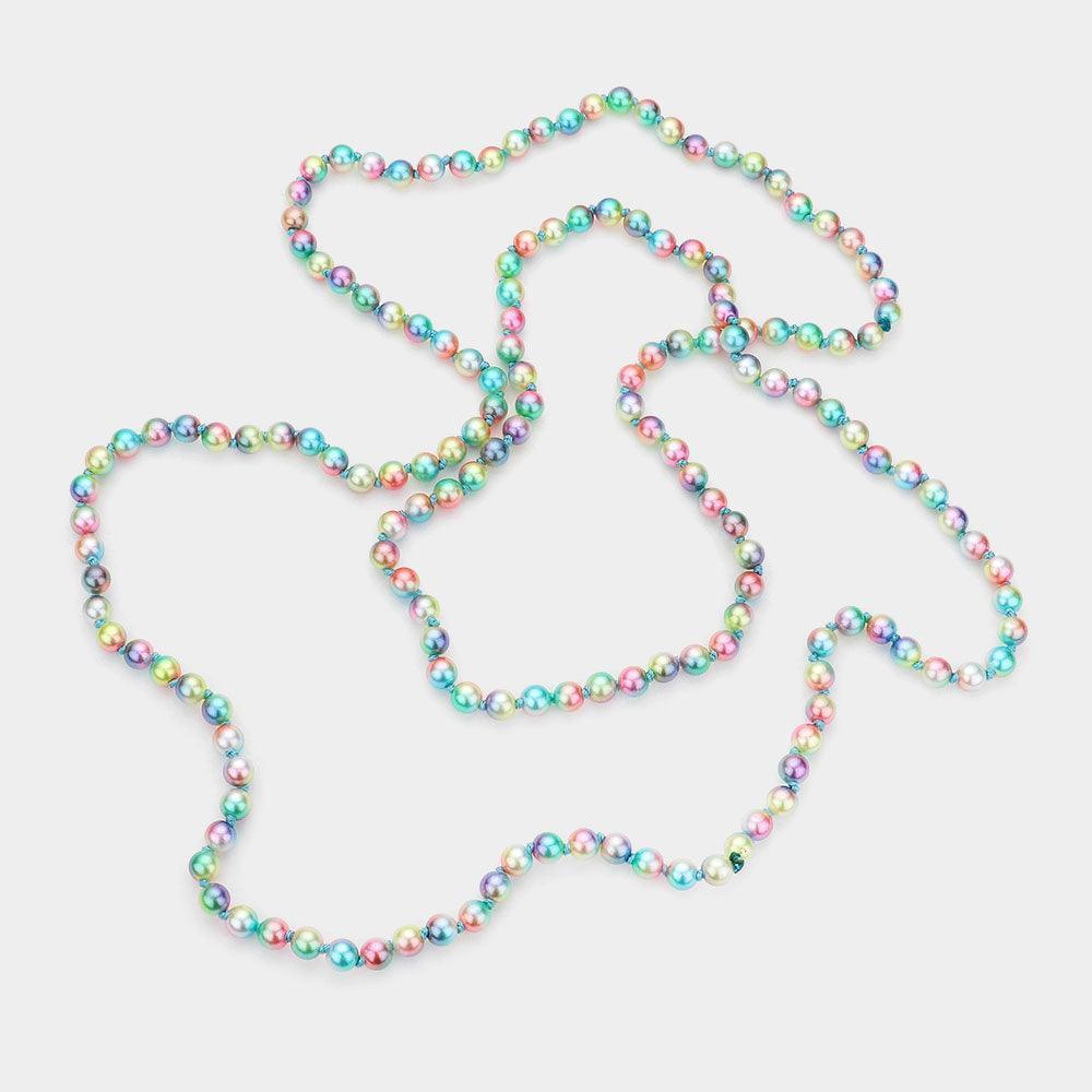 Green Multi Colored Pearl Long Necklace - Jewelry Store by Erik Rayo