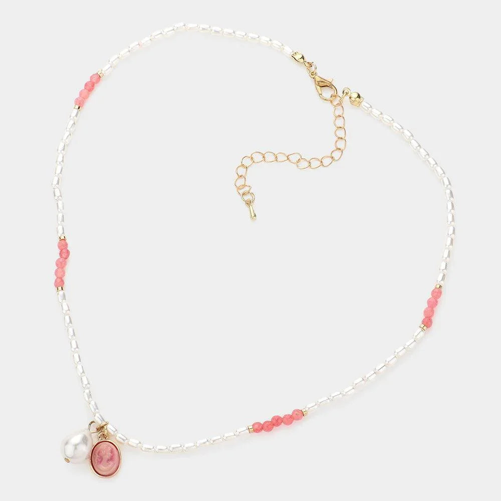 Pink Pearl Cameo Pendant Necklace - Jewelry Store by Erik Rayo