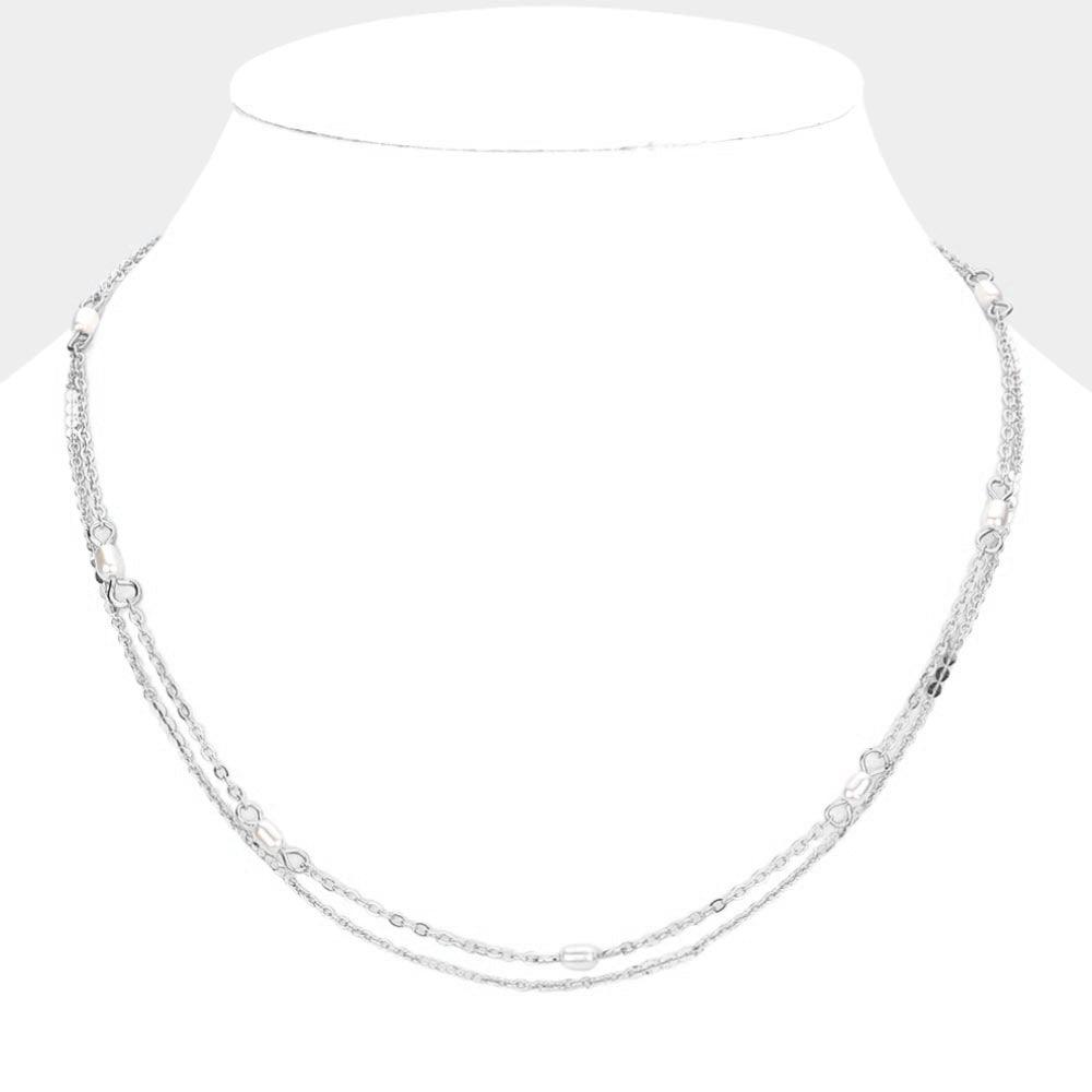 Pearl Accented Double Layered Necklace