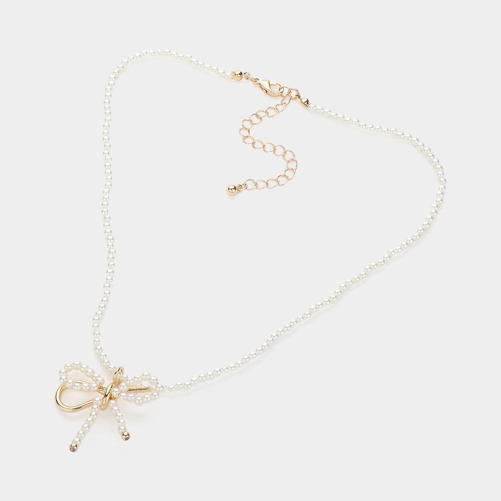 Cream Pearl Bow Pendant Necklace - Jewelry Store by Erik Rayo