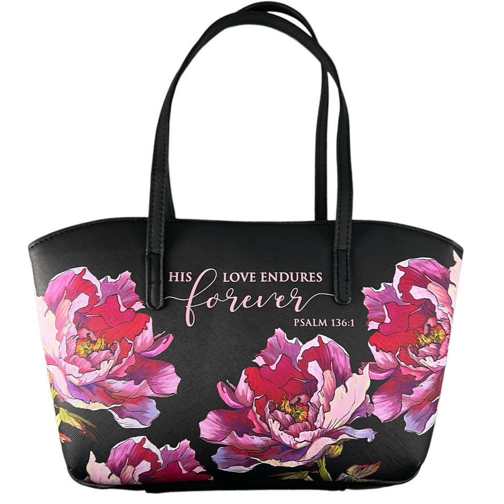 White Dove -BC- Psalm 136:1 -Floral Wedge Black-XL