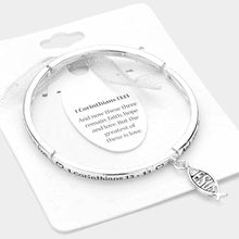 Load image into Gallery viewer, Silver Corinthians 13:13 Message Jesus Ichthys Charm Stretch Bracelet
