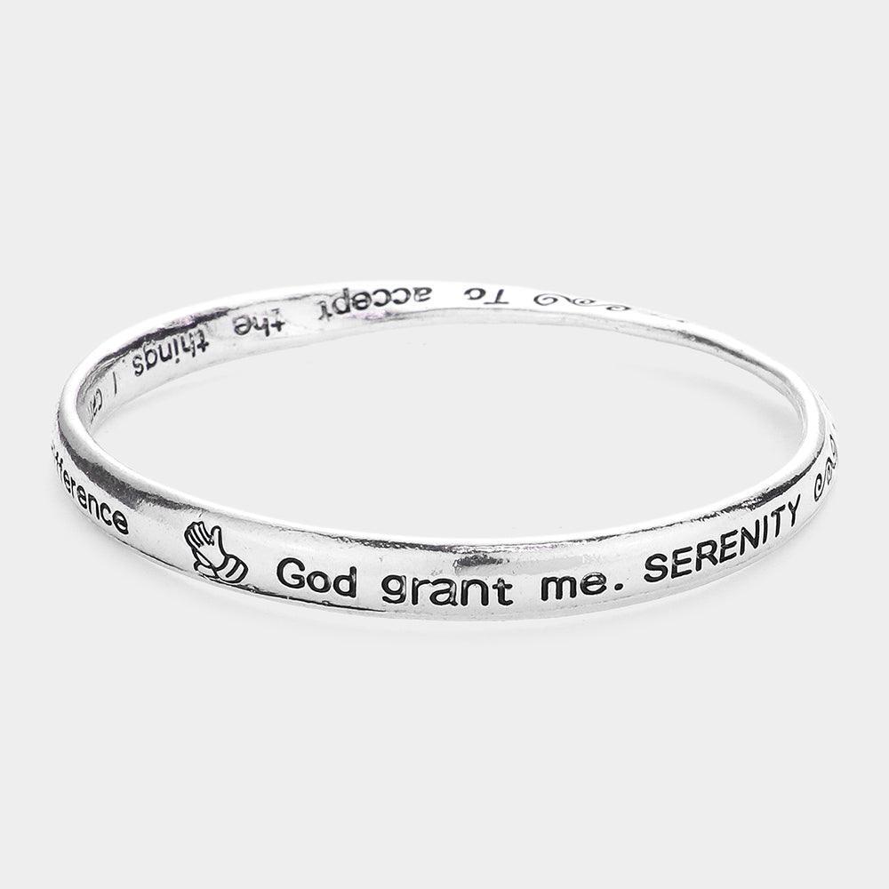 Silver The Serenity Prayer Message Bangle Bracelet - Jewelry Store by Erik Rayo