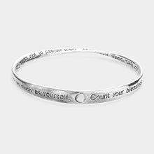 Load image into Gallery viewer, Silver Count Your blessings Message Bangle Bracelet
