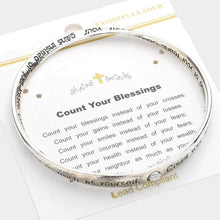 Load image into Gallery viewer, Silver Count Your blessings Message Bangle Bracelet
