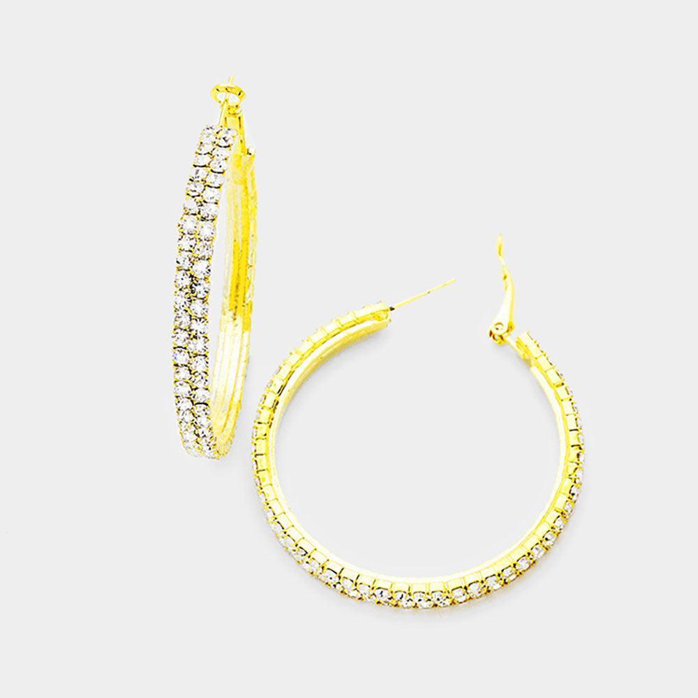Gold Rhinestone Hoop Earrings - Jewelry Store by Erik Rayo