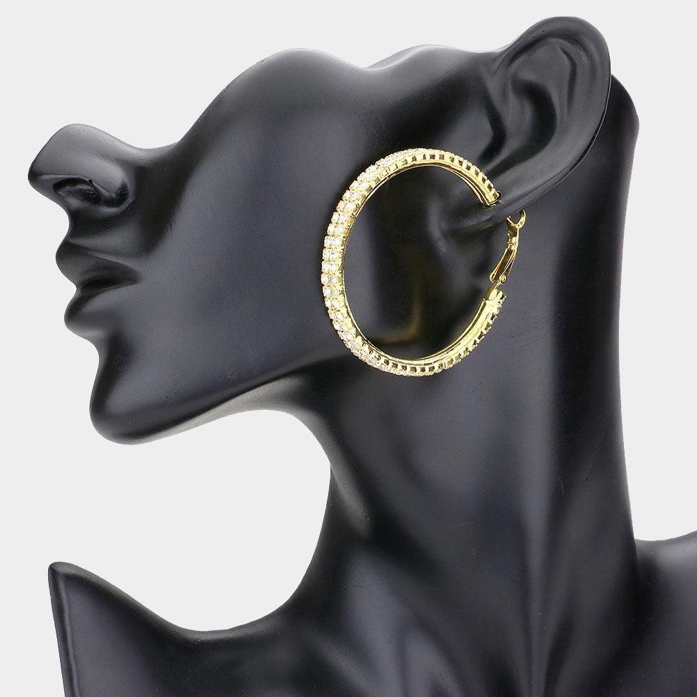 Gold Rhinestone Hoop Earrings - Jewelry Store by Erik Rayo