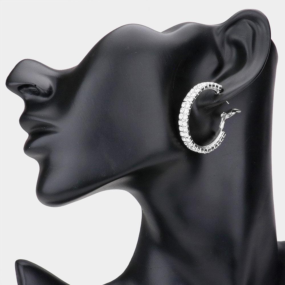 Silver Rhinestone Hoop Earrings - Jewelry Store by Erik Rayo