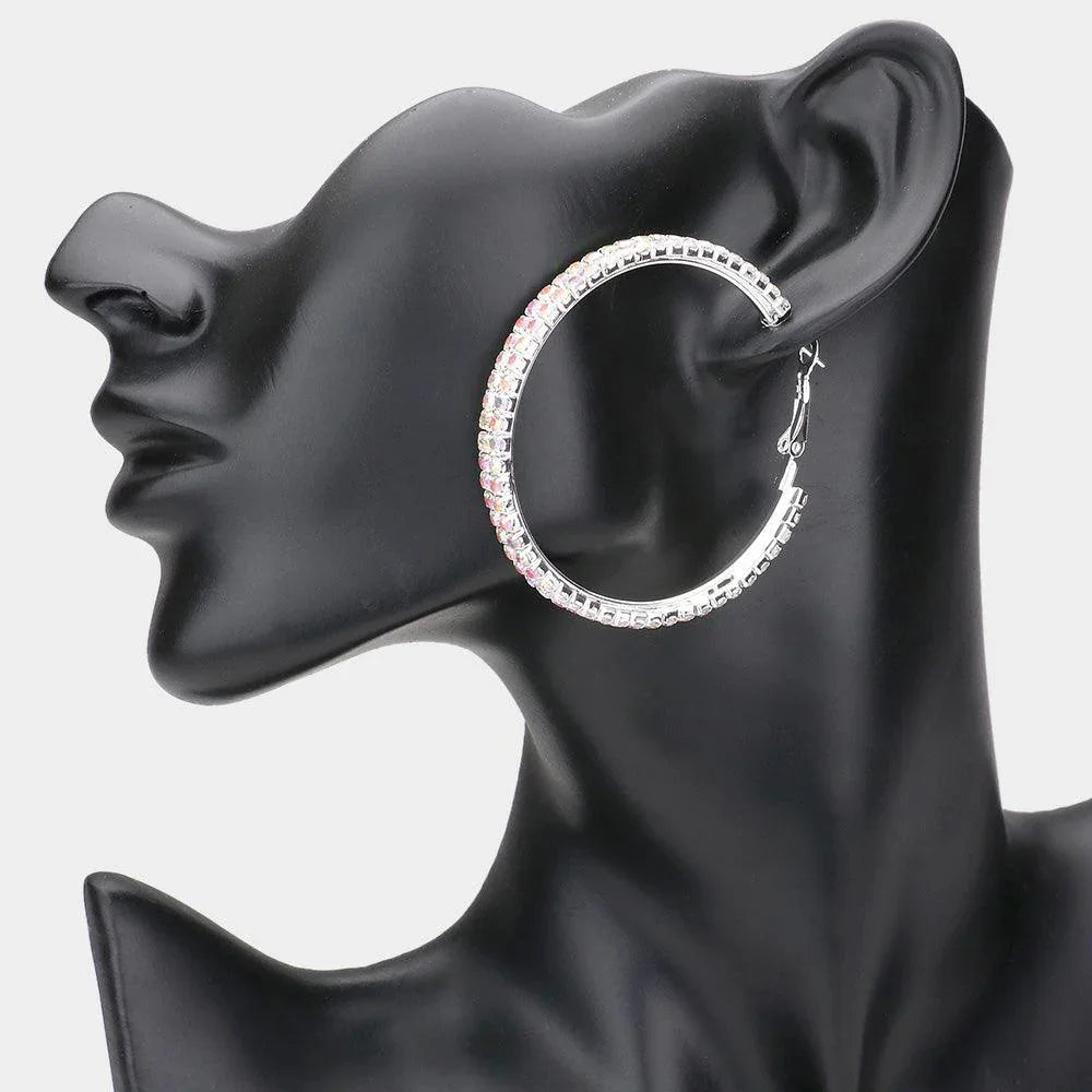 Rhinestone Embellished Metal Hoop Earrings - Jewelry Store by Erik Rayo