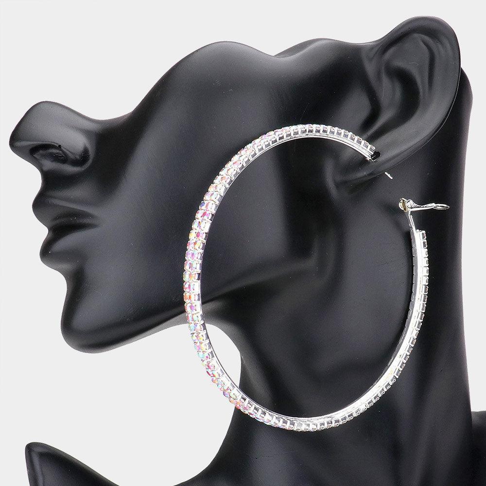 Silver Rhinestone Hoop Earrings - Jewelry Store by Erik Rayo