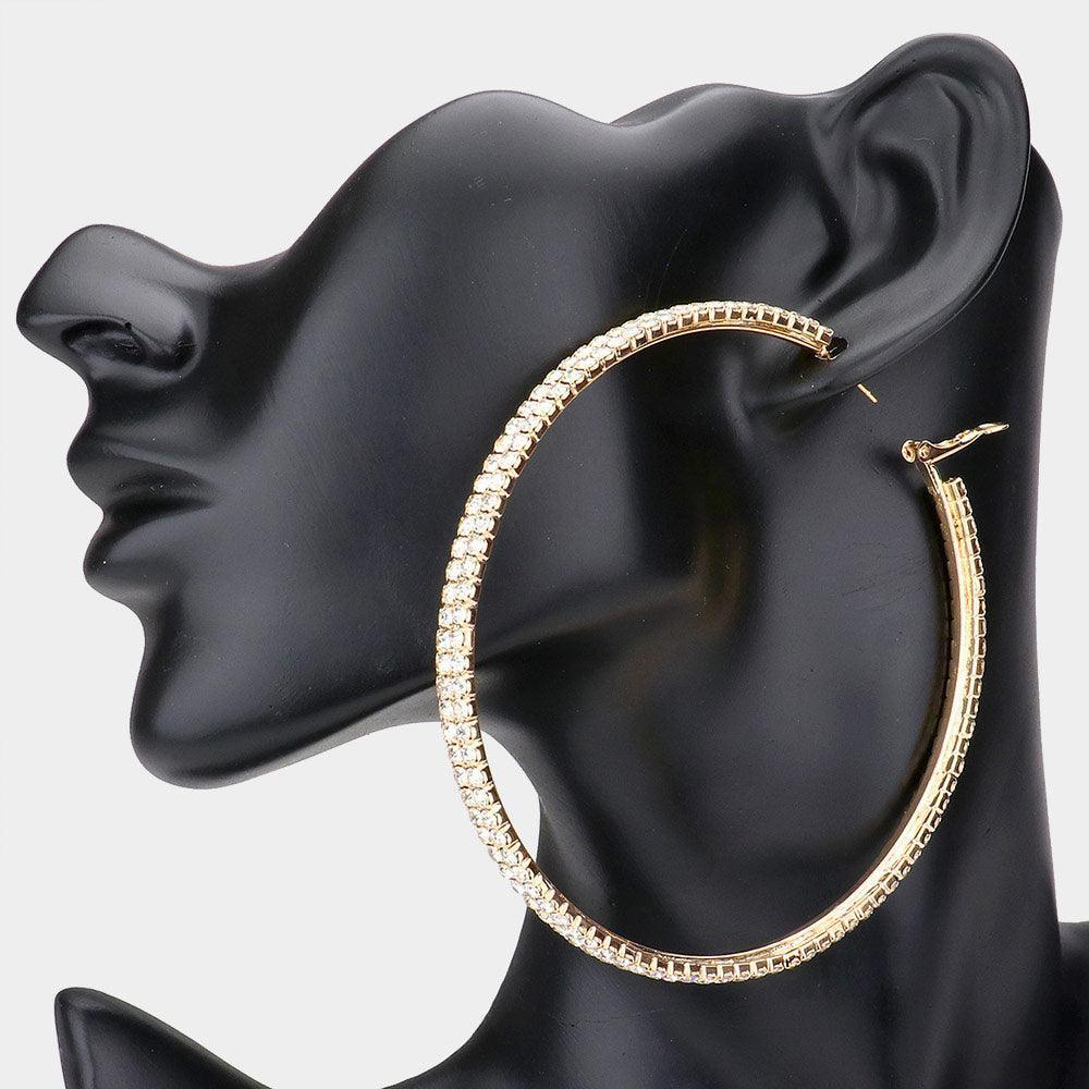 Gold Rhinestone Hoop Earrings - Jewelry Store by Erik Rayo