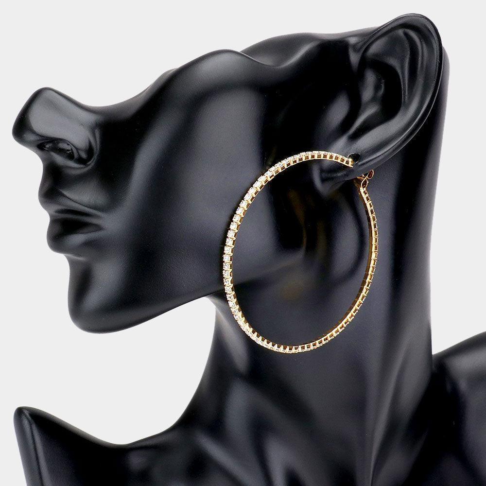 Gold Rhinestone Embellished Hoop Earrings - Jewelry Store by Erik Rayo
