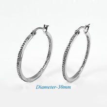 Load image into Gallery viewer, Stainless Steel 1.25 Inch Inside Out Rhinestone Hoop Pin Catch Earrings
