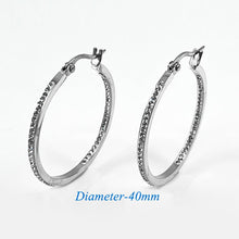 Load image into Gallery viewer, Stainless Steel 1.7 Inch Inside Out Rhinestone Hoop Pin Catch Earrings
