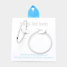 Load image into Gallery viewer, Stainless Steel 1.7 Inch Inside Out Rhinestone Hoop Pin Catch Earrings
