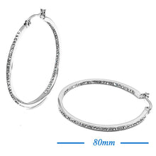 Load image into Gallery viewer, Stainless Steel 3.2 Inch Inside Out Rhinestone Hoop Pin Catch Earrings
