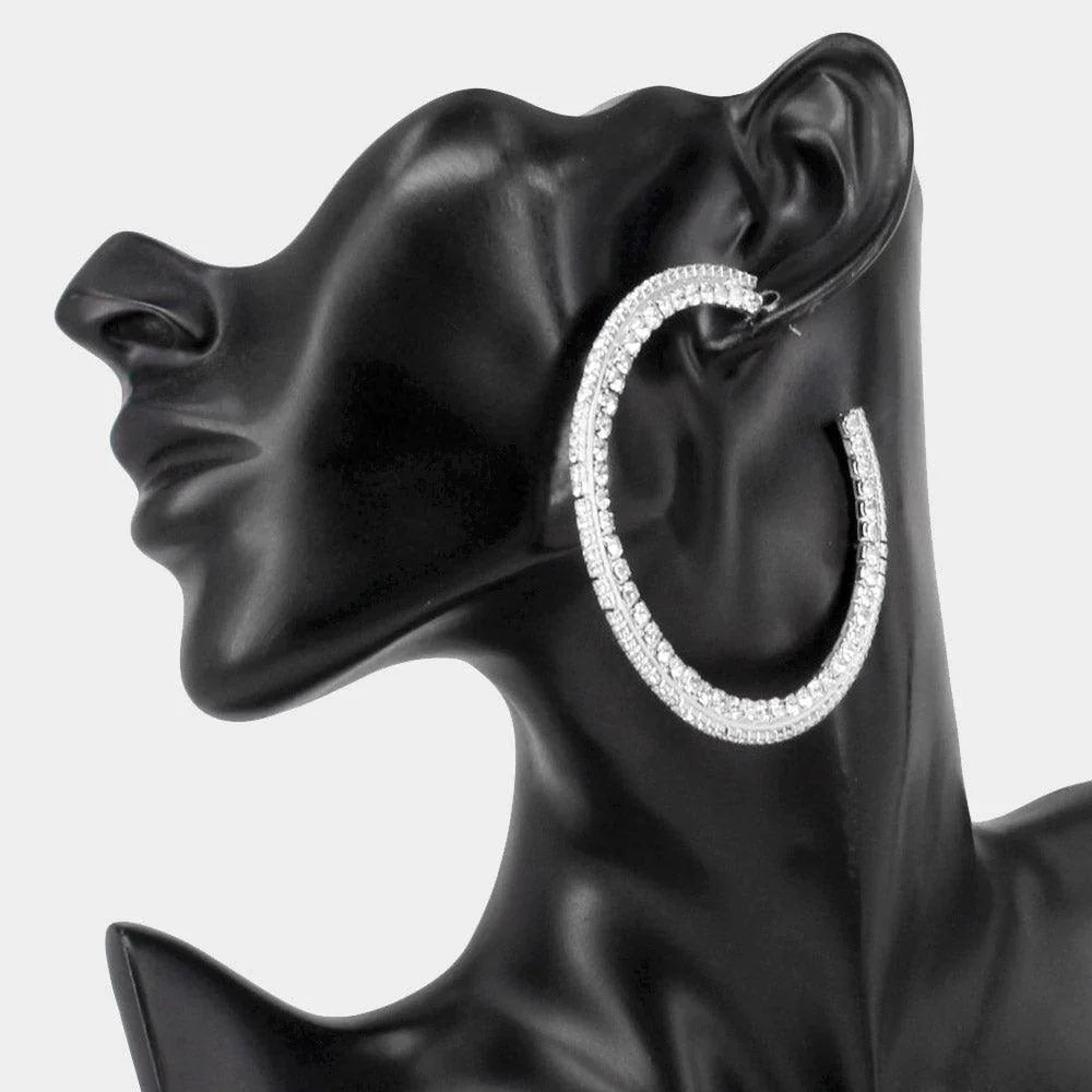 Rhinestone Embellished Hoop Earrings - Jewelry Store by Erik Rayo