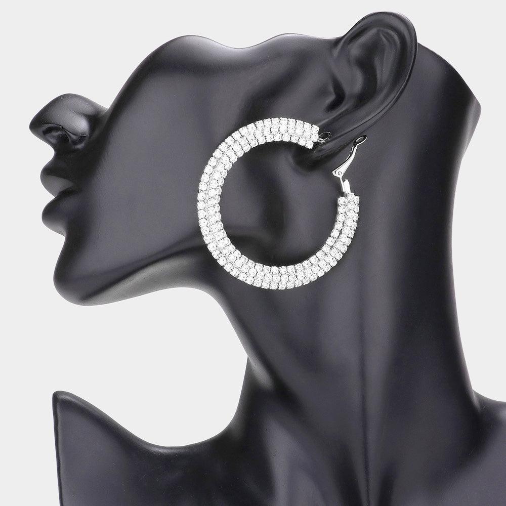 2.25 Inch Rhinestone Hoop Earrings - Jewelry Store by Erik Rayo