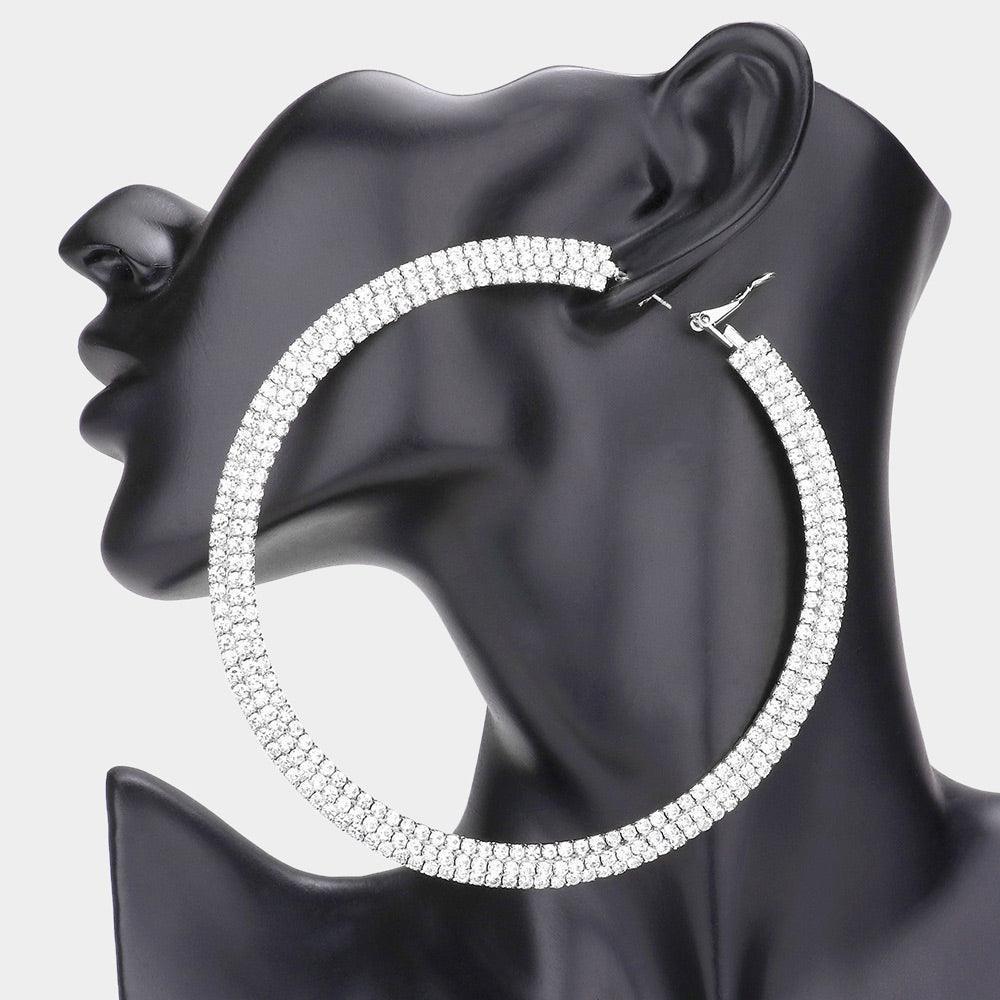 4.25 Inch Rhinestone Hoop Earrings - Jewelry Store by Erik Rayo