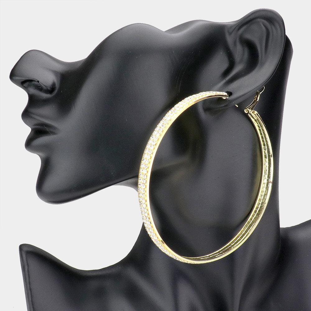 Gold Rhinestone Hoop Earrings - Jewelry Store by Erik Rayo