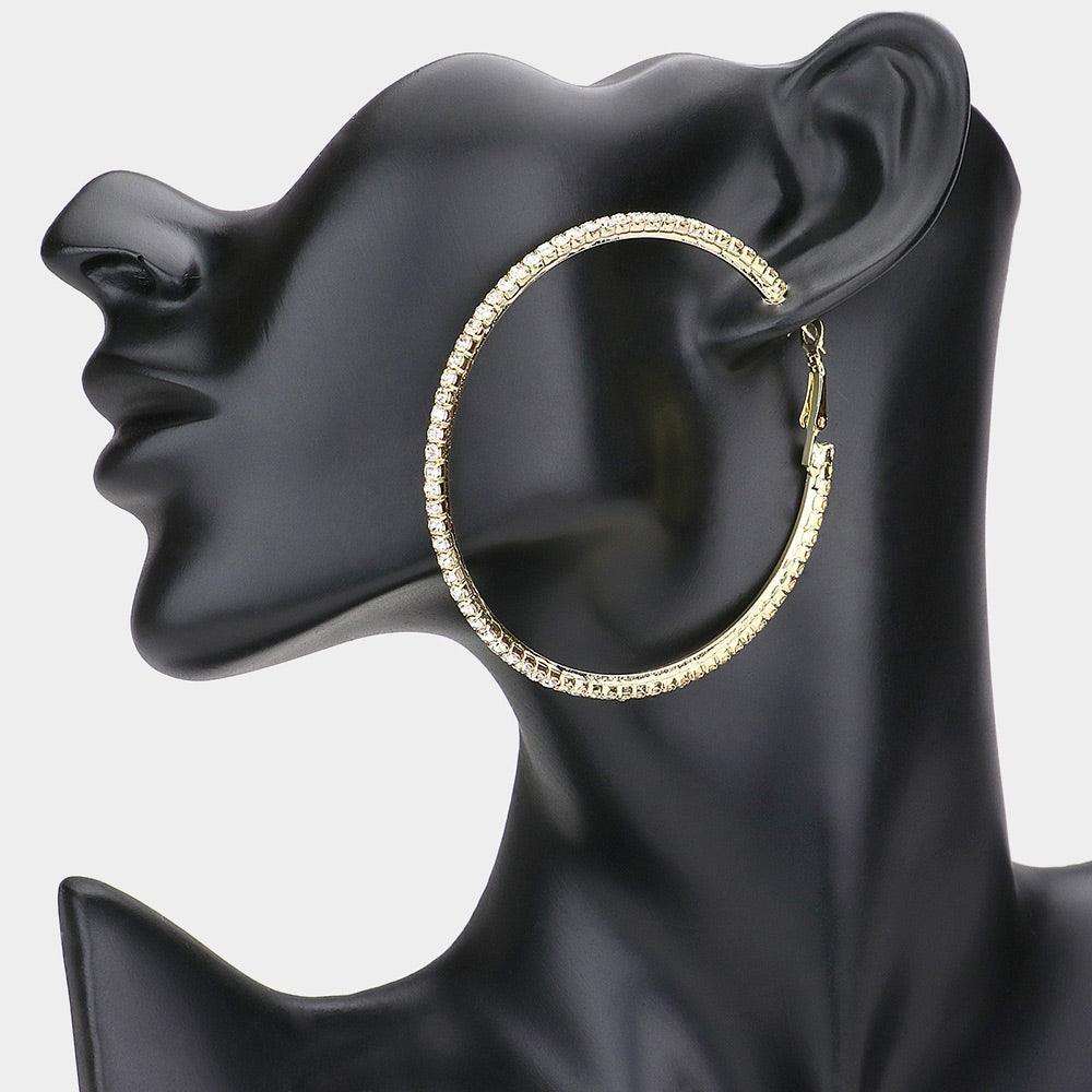 Gold Crystal Rhinestone Hoop Earrings - Jewelry Store by Erik Rayo