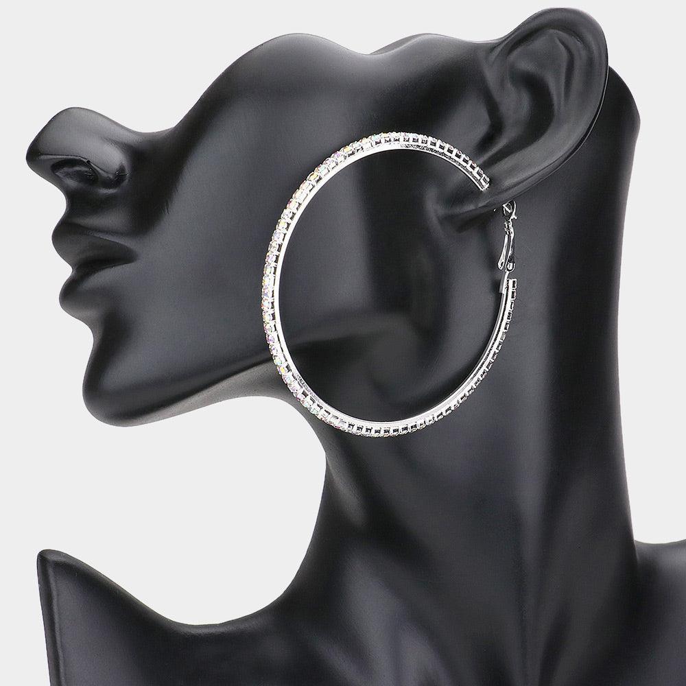Silver Crystal Rhinestone Hoop Earrings - Jewelry Store by Erik Rayo